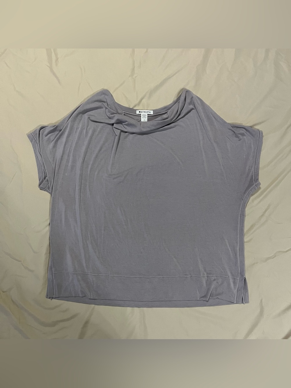 Athleta Gray Cowl Neck Oversized Tee Short Sleeve Top Size Large